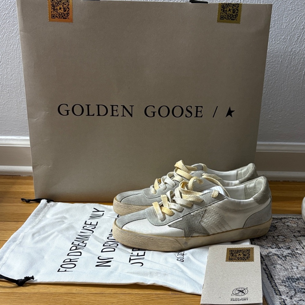 Golden Goose Sneakers with White and Gold Details